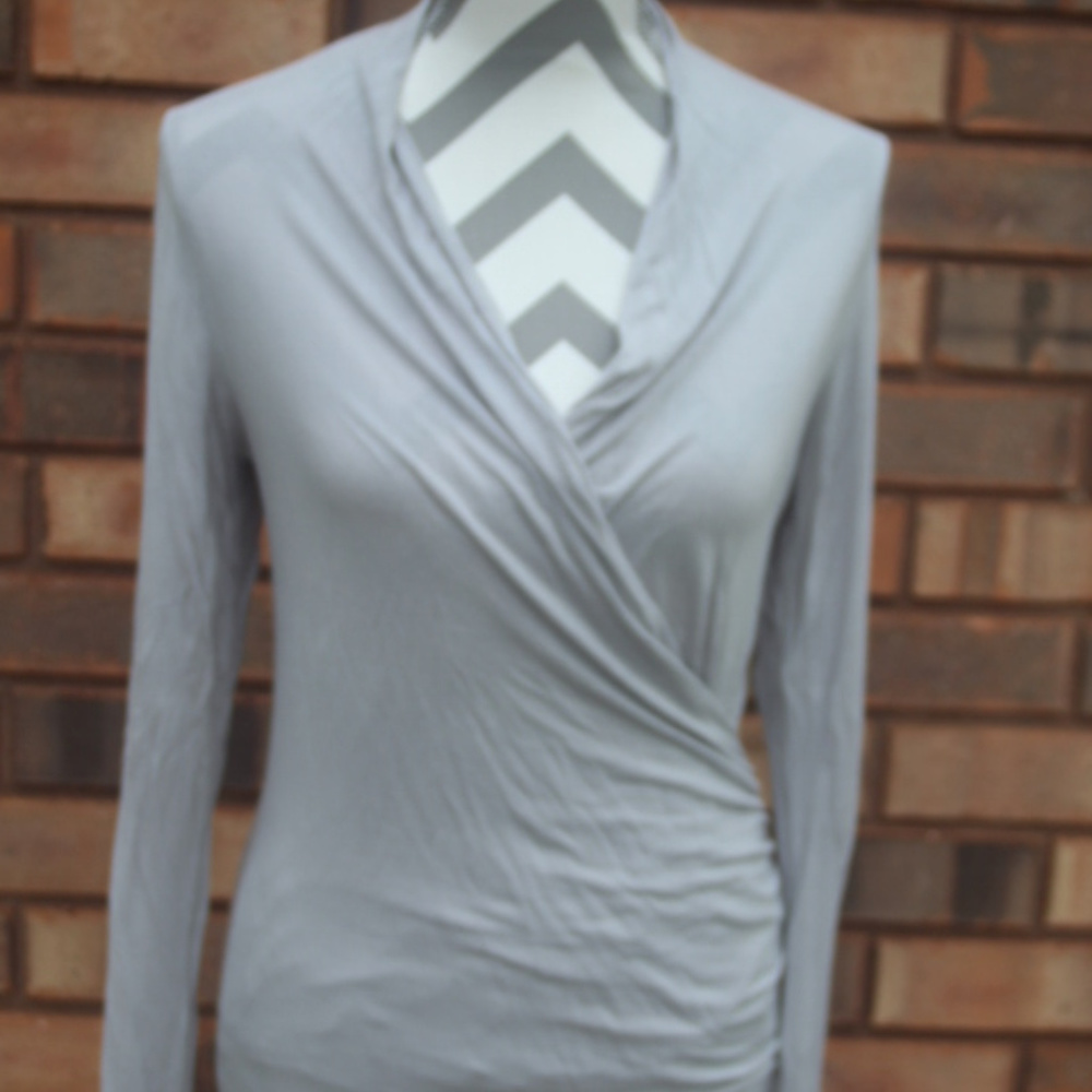 GRAY FAUX WRAP TSHIRT